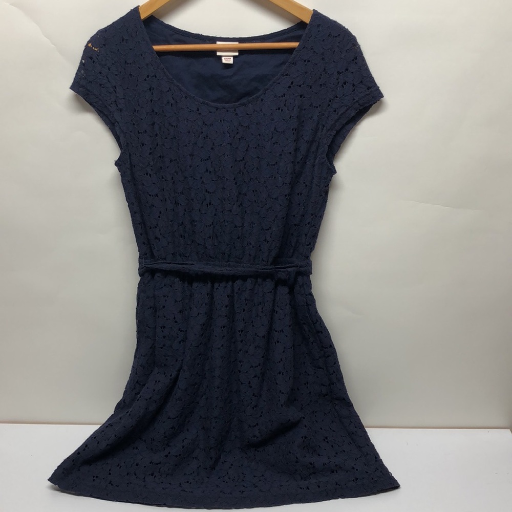 Navy lined lace dress romper-length M Merona